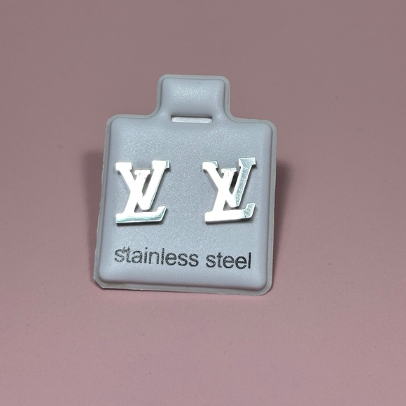 Fashion Jewelry Jewelry - Silver Stainless Steel Logo Stud Earrings